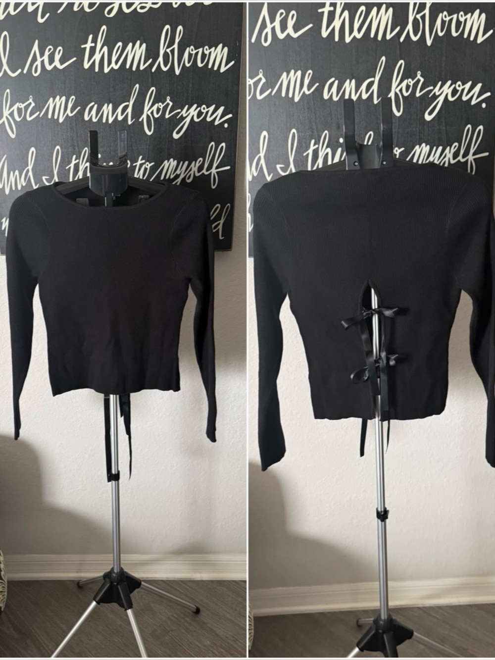 Le Lis Classic Black Ribbed Sweater NWT